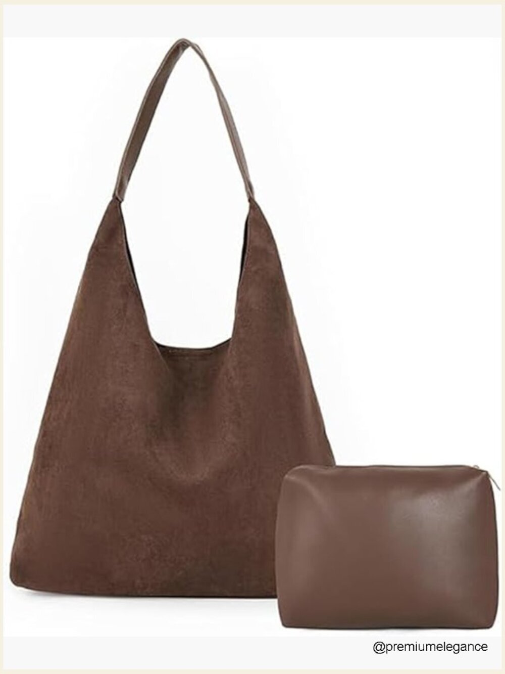 Suede Hobo Tote Bag - Lightweight Faux Suede Handbag with Magnetic Closure